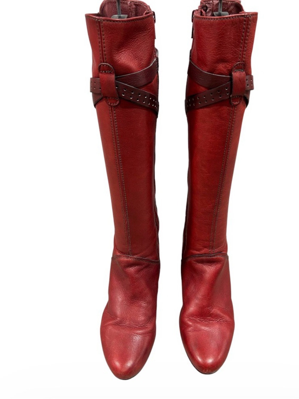 Hispanitas Tall Red Leather Knee-High Boots Sz 39 - US Sz 9